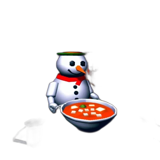 food, robot, 3d render, pixel art transparent PNG cut-out