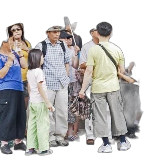 staff, umbrella, group, people transparent PNG cut-out
