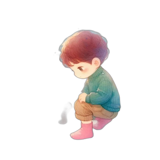 creature, jacket, watercolor, pixel art transparent PNG cut-out