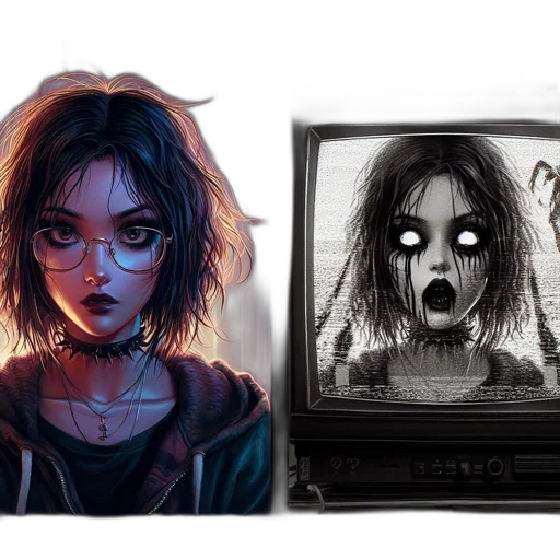concept art, comic book art, pixel art, cyberpunk transparent PNG cut-out