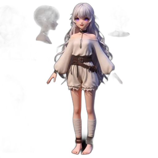 dress, creature, staff, concept art transparent PNG cut-out