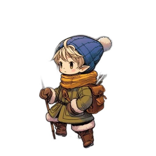 hat, staff, weapon, jacket transparent PNG cut-out