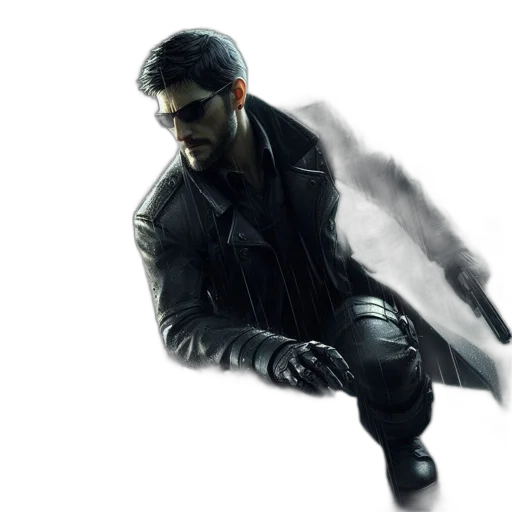 jacket, weapon, concept art, cyberpunk transparent PNG cut-out