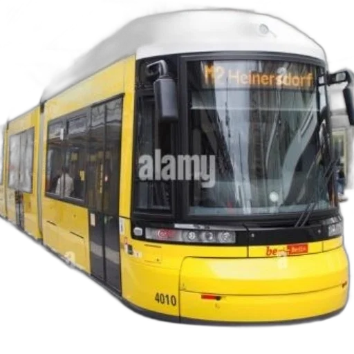 3d render, photorealistic, yellow, tram transparent PNG cut-out