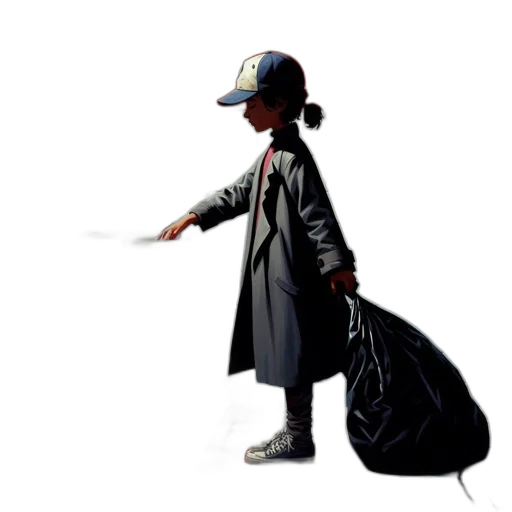 jacket, hat, umbrella, staff transparent PNG cut-out