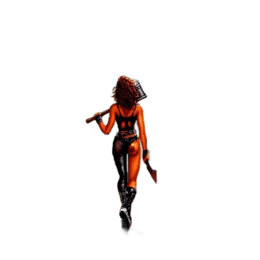 dress, robot, staff, hair transparent PNG cut-out
