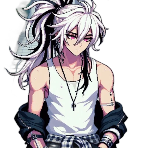 hair, staff, pixel art, concept art transparent PNG cut-out