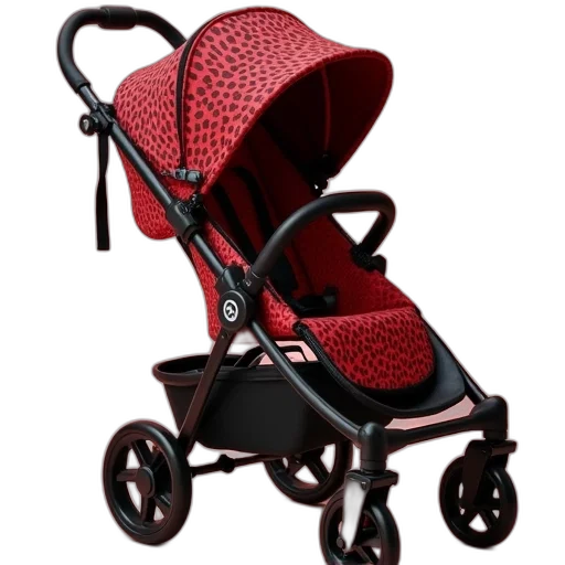 red, black, baby, stroller transparent PNG cut-out
