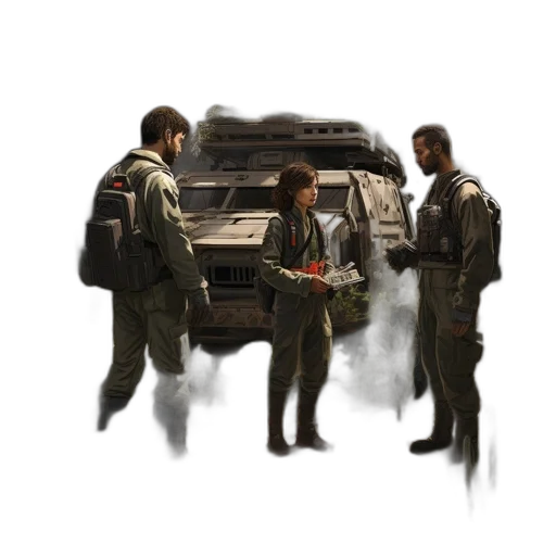 jacket, car, weapon, concept art transparent PNG cut-out