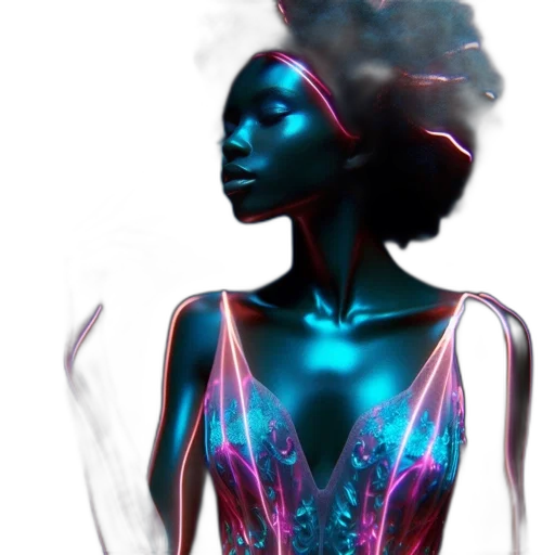 dress, concept art, cyberpunk, fantasy art transparent PNG cut-out