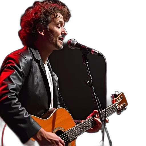 jacket, guitar, player, singing transparent PNG cut-out