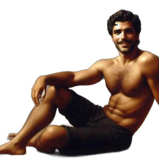 photorealistic, oil painting, young, man transparent PNG cut-out