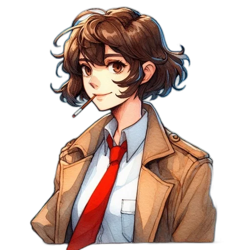 staff, jacket, face, hair transparent PNG cut-out