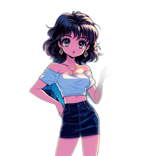 dress, jacket, staff, vaporwave transparent PNG cut-out