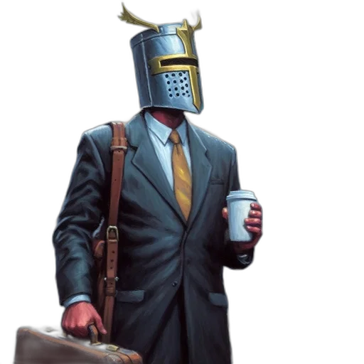 robot, crown, mask, staff transparent PNG cut-out