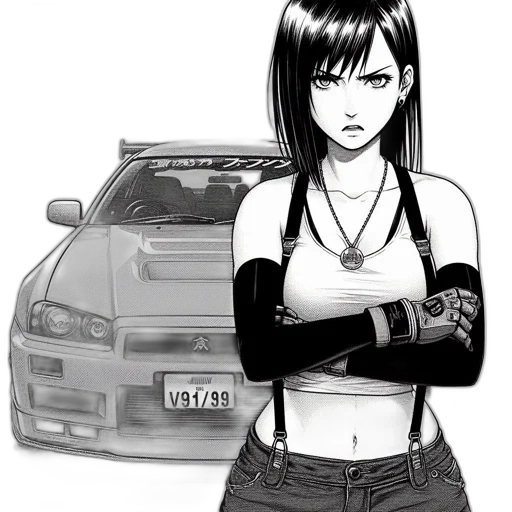 car, weapon, face, comic book art transparent PNG cut-out