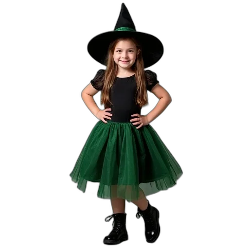 dress, hat, green, dark transparent PNG cut-out