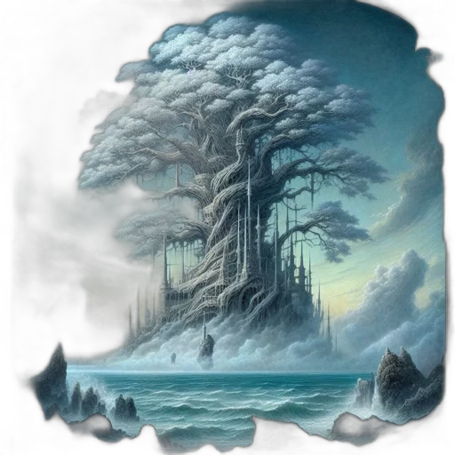 tree, dragon, creature, fantasy art transparent PNG cut-out