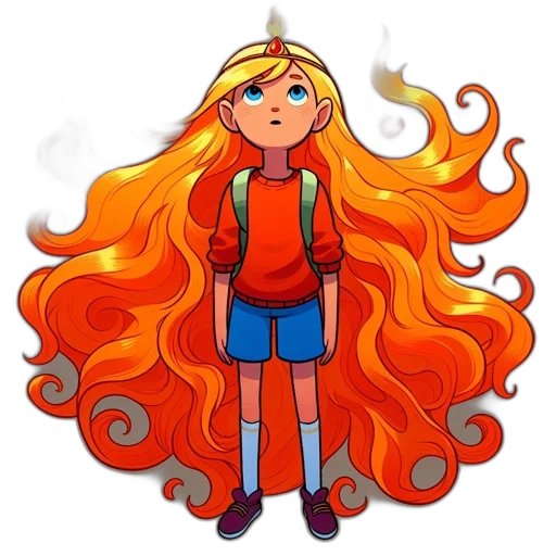 hair, dress, staff, cartoon transparent PNG cut-out