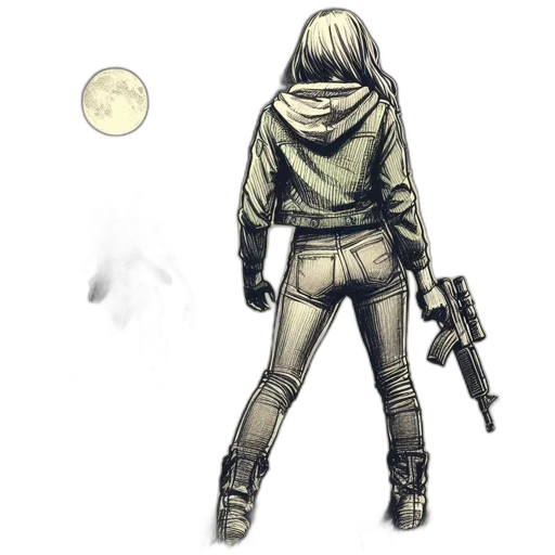 jacket, weapon, staff, mask transparent PNG cut-out