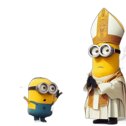 3d render, concept art, two, minions transparent PNG cut-out