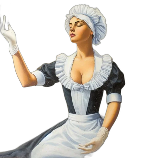 dress, hat, oil painting, photorealistic transparent PNG cut-out
