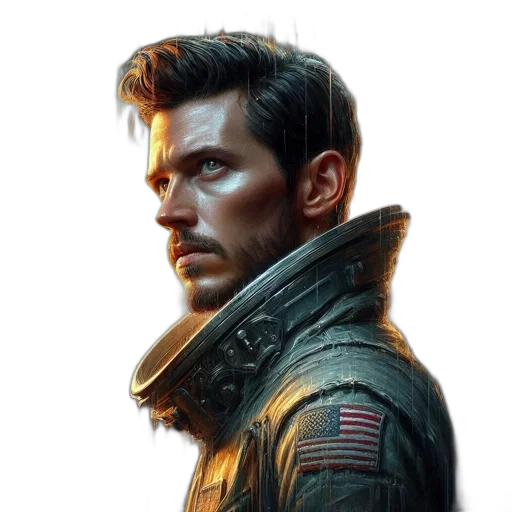 jacket, face, concept art, comic book art transparent PNG cut-out