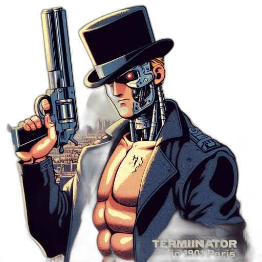 weapon, robot, comic book art, cyberpunk transparent PNG cut-out