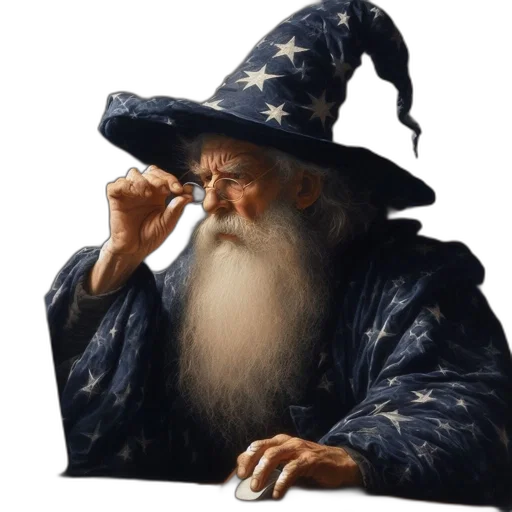 hat, staff, face, fantasy art transparent PNG cut-out