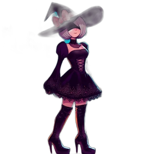 dress, hat, robot, staff transparent PNG cut-out