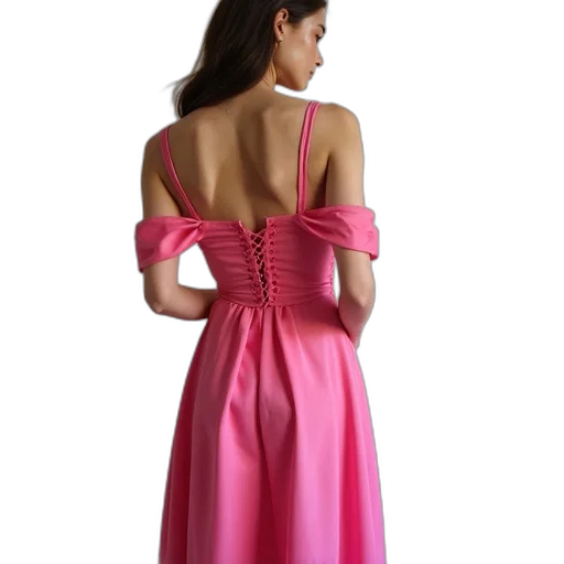 dress, pink, cold, shoulder transparent PNG cut-out