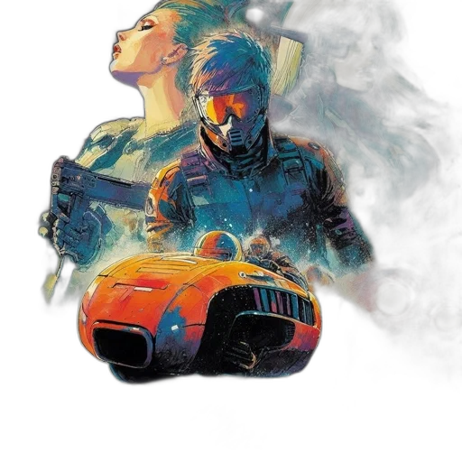 car, cyberpunk, concept art, comic book art transparent PNG cut-out