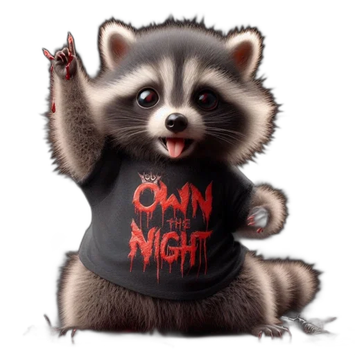 animal, concept art, raccoon, t-shirt transparent PNG cut-out