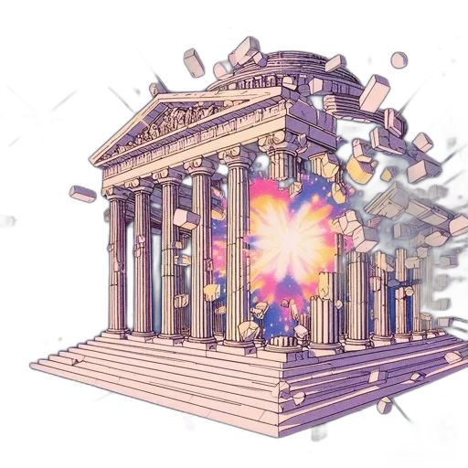 building, concept art, vaporwave, 3d render transparent PNG cut-out