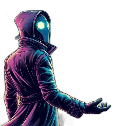 jacket, mask, robot, staff transparent PNG cut-out