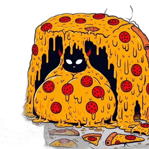 food, concept art, comic book art, pizza transparent PNG cut-out