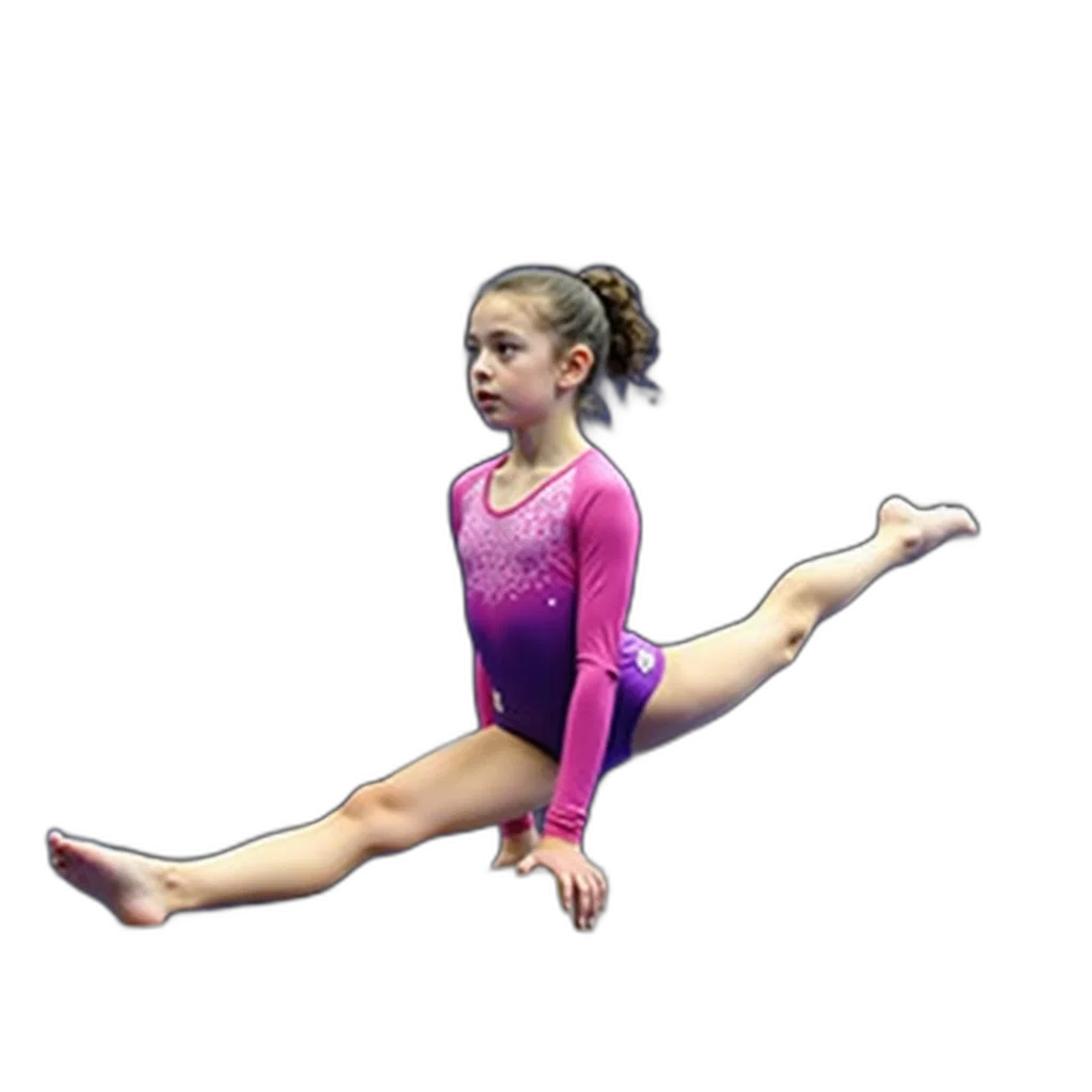 photorealistic, young, gymnast, pink transparent PNG cut-out