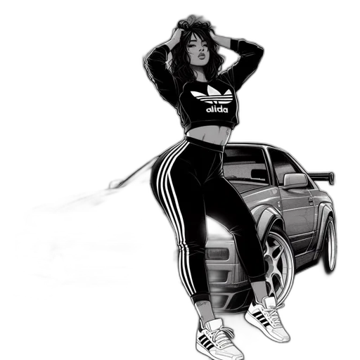 car, jacket, cartoon, photorealistic transparent PNG cut-out
