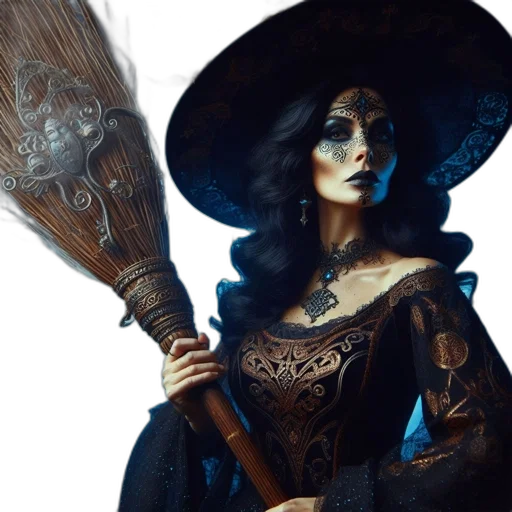 staff, hat, mask, dress transparent PNG cut-out