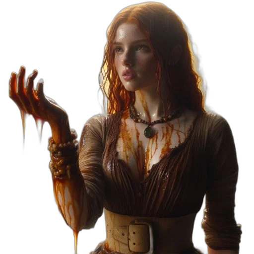 dress, staff, fantasy art, photorealistic transparent PNG cut-out