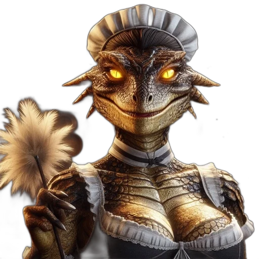 dragon, robot, staff, 3d render transparent PNG cut-out