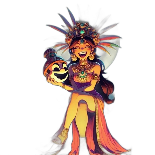 mask, staff, jewelry, fantasy art transparent PNG cut-out
