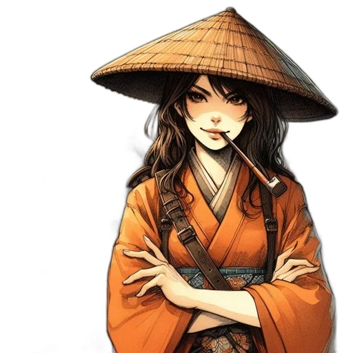 staff, umbrella, hat, dress transparent PNG cut-out