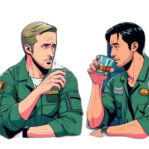 jacket, bottle, comic book art, concept art transparent PNG cut-out