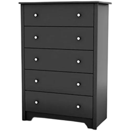 furniture, 3d render, black, five-drawer transparent PNG cut-out