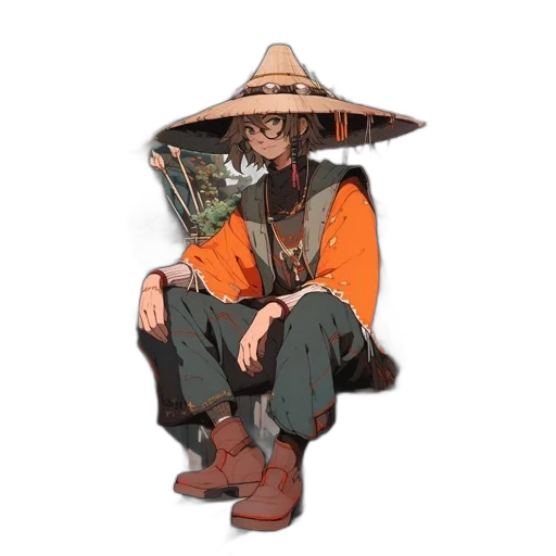 hat, staff, mask, jacket transparent PNG cut-out