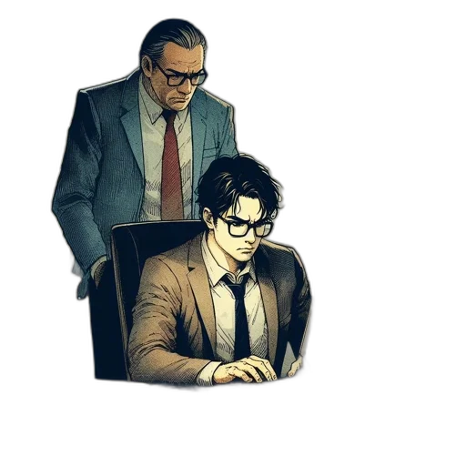jacket, staff, pixel art, comic book art transparent PNG cut-out