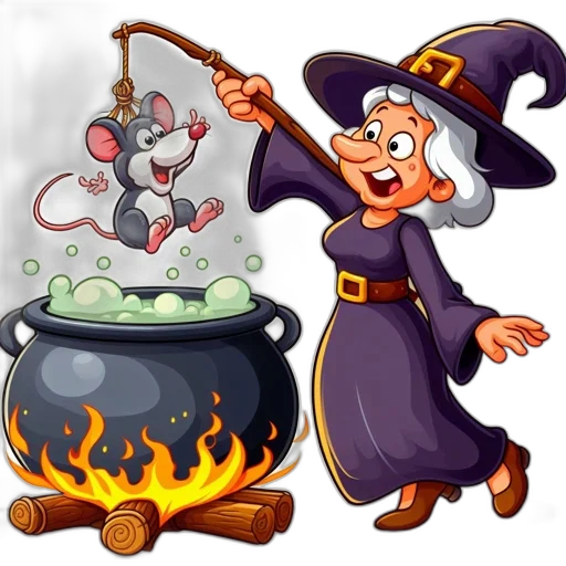 concept art, fire, elderly, witch transparent PNG cut-out