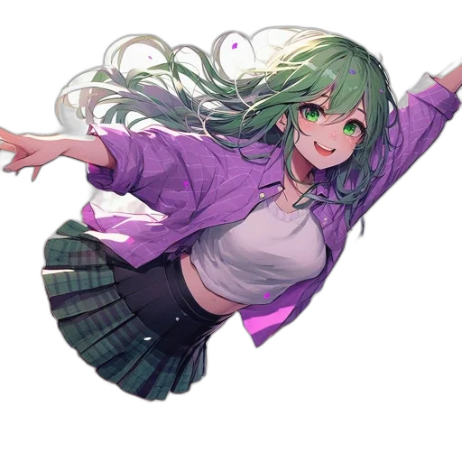 jacket, weapon, hair, staff transparent PNG cut-out