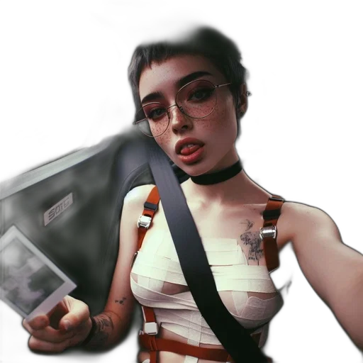 weapon, robot, face, cyberpunk transparent PNG cut-out